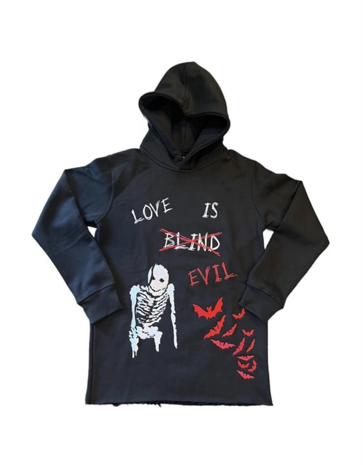 "LOVE IS EVIL" Black Hoodie